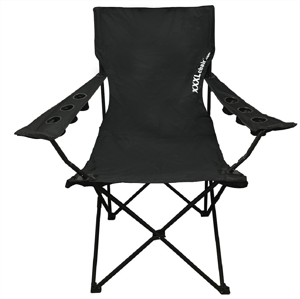 Giant Oversized XXXL Big Portable Folding Camping Beach Outdoor Chair with 6 Cup Holders! Fold Compact into Carry Bag (Black)
