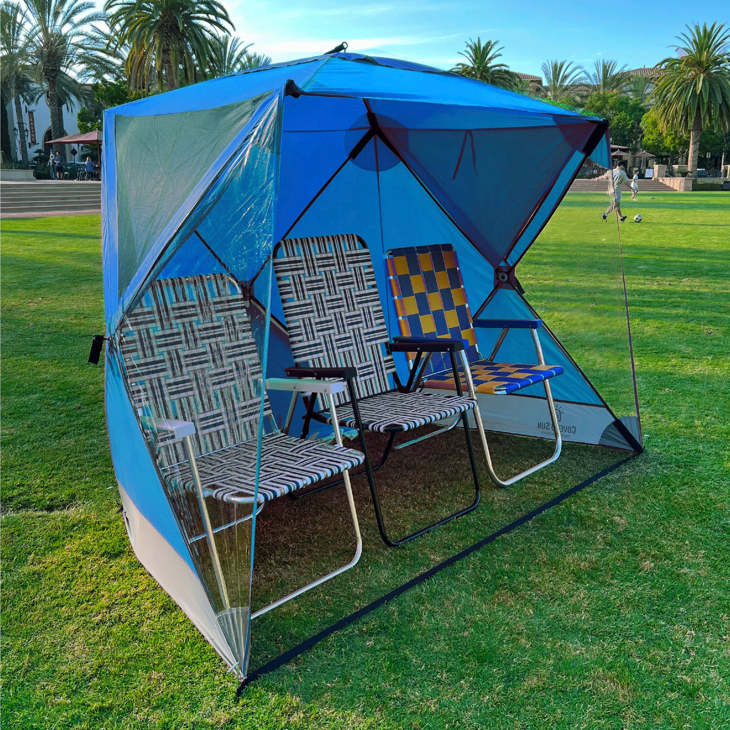 CoverU Sports Tent Pod SUN Protection – Pop Up 2 Person Hot Climate Canopy Shelter – Patent Pending - BLUE