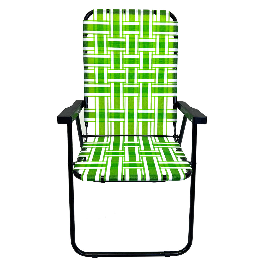 Web Chair – Lightweight & Portable – Retro Style Lawn Chair – High Back Design - Outdoor Chair for Backyard, Camping, Sporting Events, Concerts, Football Games – Easy Folding (Dark/Light Green) 2 Pack
