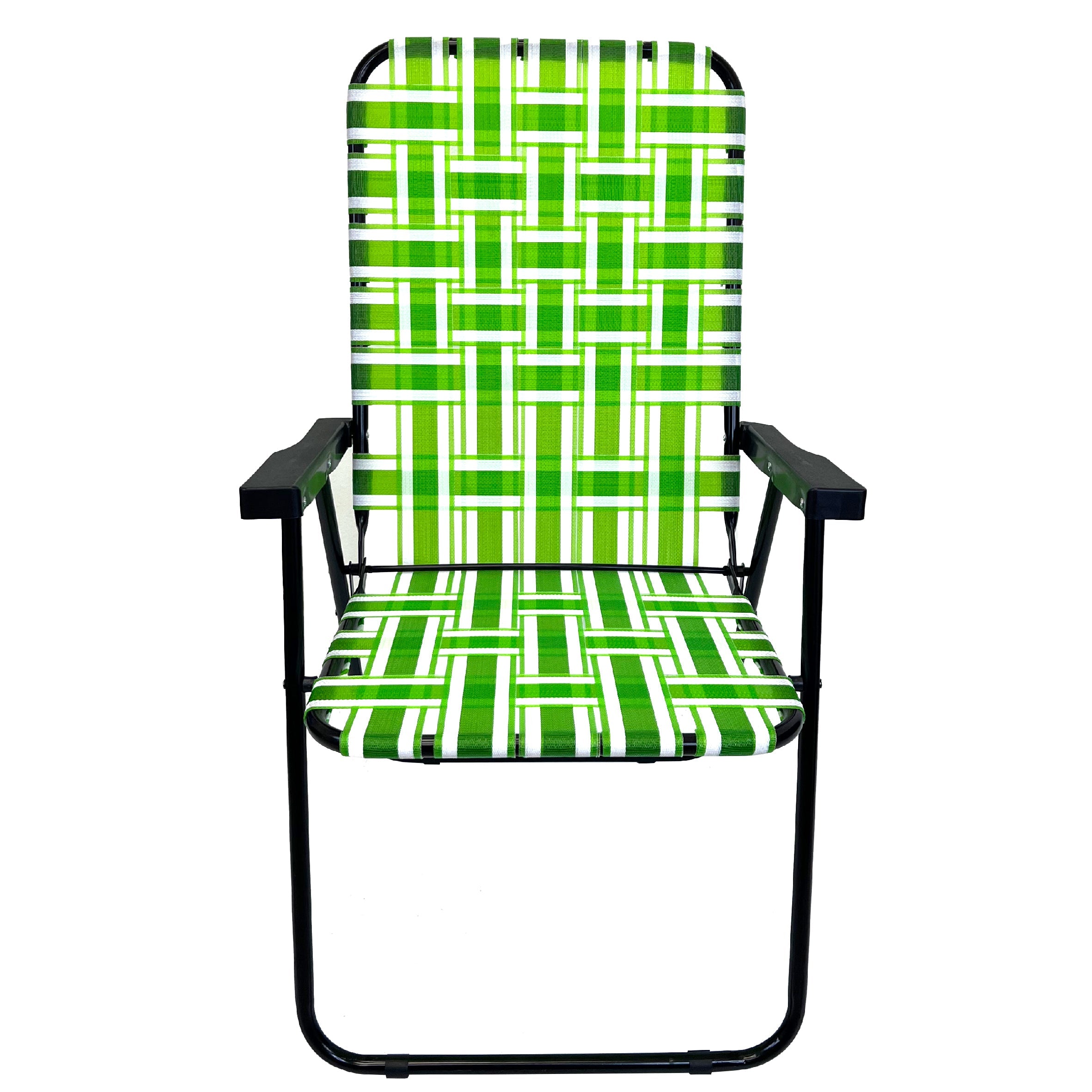 Web Chair – Lightweight & Portable – Retro Style Lawn Chair – High Back Design - Outdoor Chair for Backyard, Camping, Sporting Events, Concerts, Football Games – Easy Folding (Dark/Light Green) 1 Pack