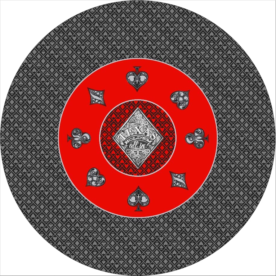 Poker Table Top Pad – for Texas Holdem Casino Style – 48” X 48” Round – Portable Rolling Rubber Folding Mat – Professional 3 Layers-Includes Carry Bag, 48 Black
