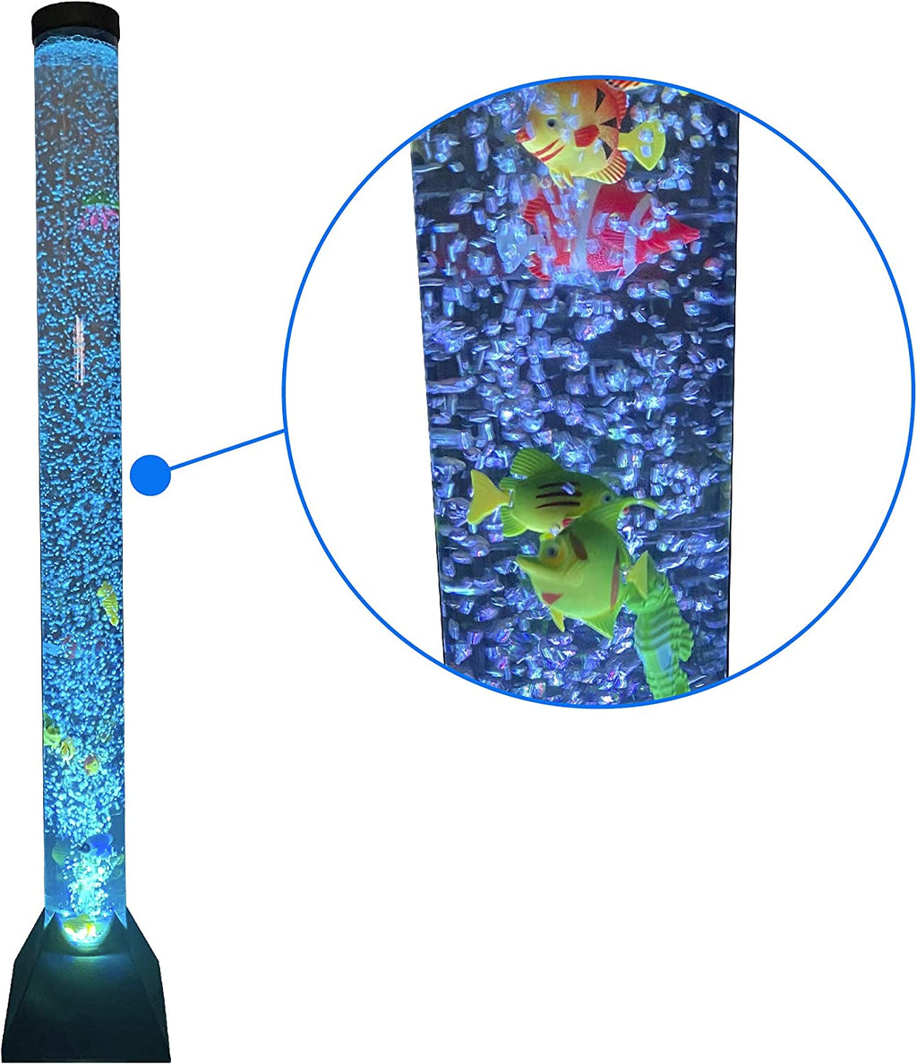 Bubble Tube Floor Fish Aquarium Lamp Kids Birthday or Christmas Gift–Lava Style Moon Lamp-Kids Room Lamp–Autism Sensory Lamp 4 Foot (48in) 20 Color Light Remote