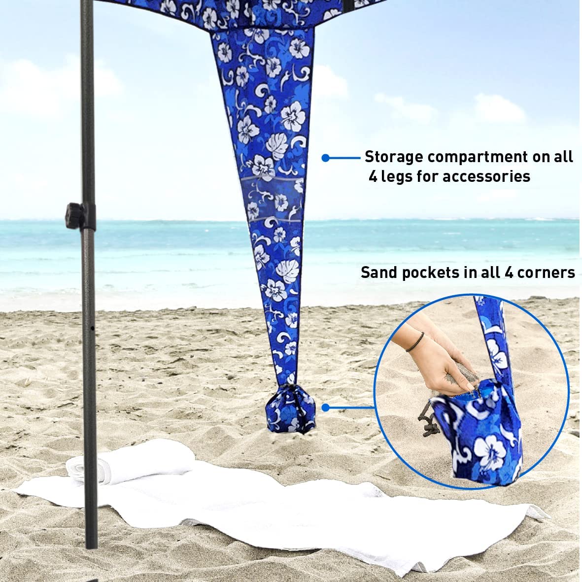 EasyGo Cabana 6' X 6' Beach & Sports Cabana Stays Cool & Comfortable - Easy Assembly - Large Shade Area-Elegant & Classy