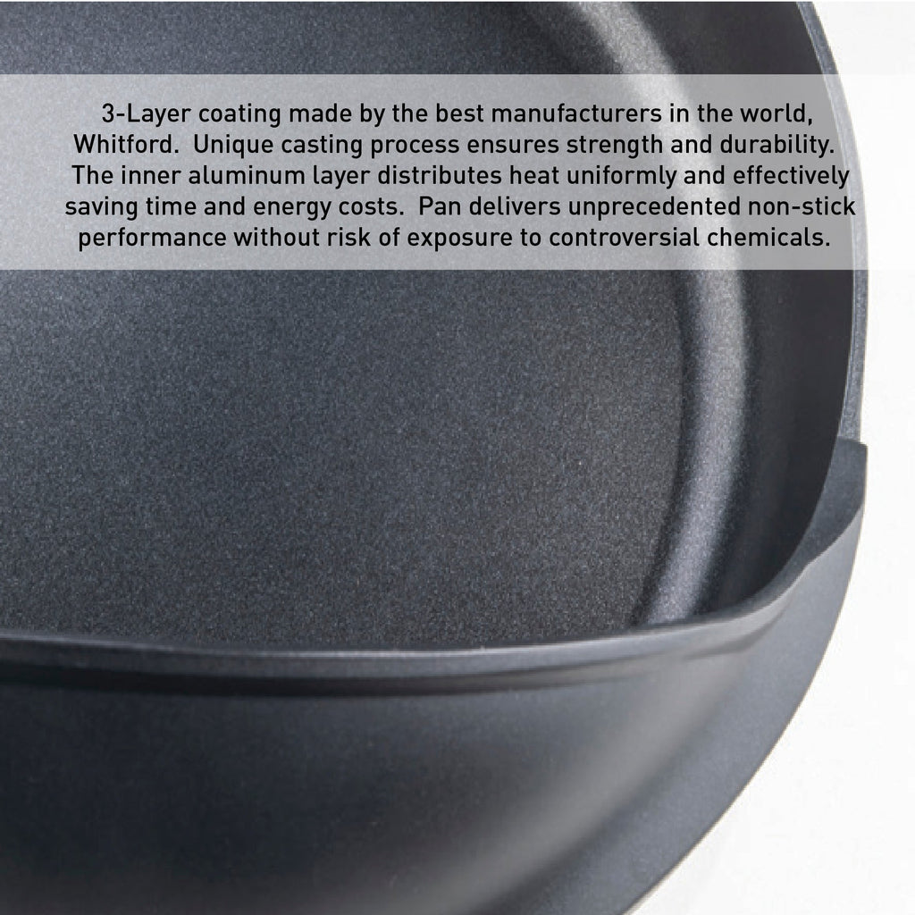 Professional Flip Frying Pan 11” – Fry Pan W/3 Layer Cast Non-Stick Coating – PFOA Free - Black Finish – Patent Pending