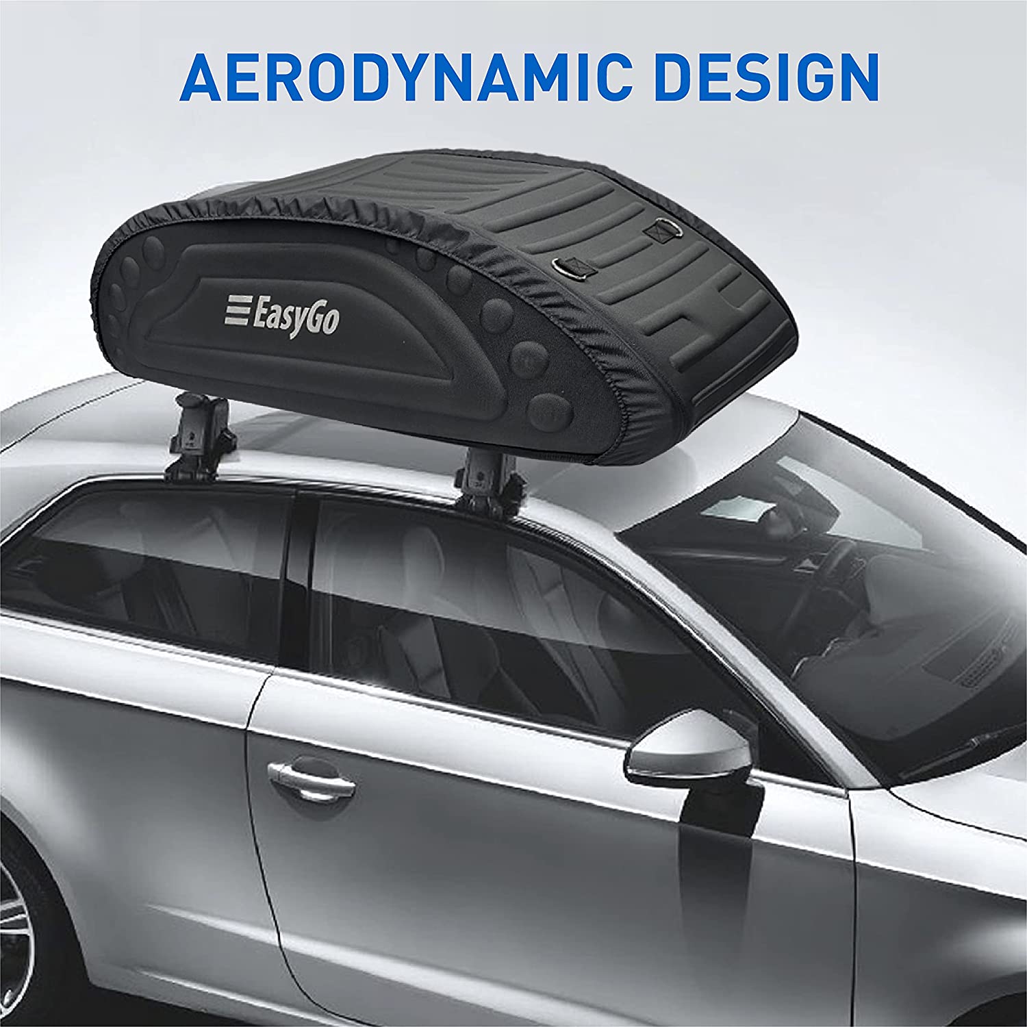 EasyGoProduct Aerodynamic Car Rooftop Cargo Carrier Bag - Soft Roof Top Luggage Bag for All Vehicles SUV with/Without Rack – Hard Sides - 4 Adjustable Straps – 8 Cubic Feet - Fold Flat Storage Bag