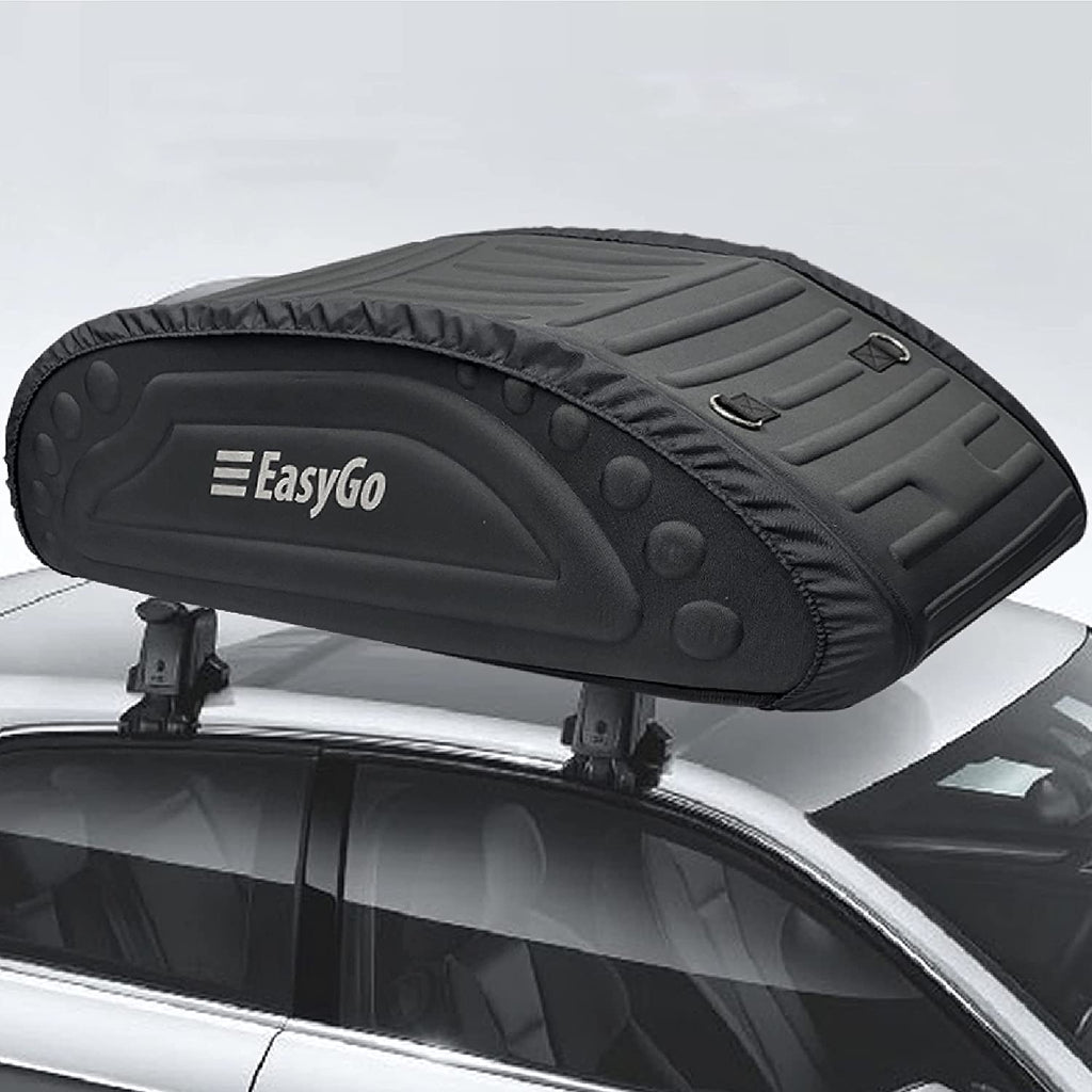 EasyGoProduct Aerodynamic Car Rooftop Cargo Carrier Bag - Soft Roof Top Luggage Bag for All Vehicles SUV with/Without Rack – Hard Sides - 4 Adjustable Straps – 8 Cubic Feet - Fold Flat Storage Bag