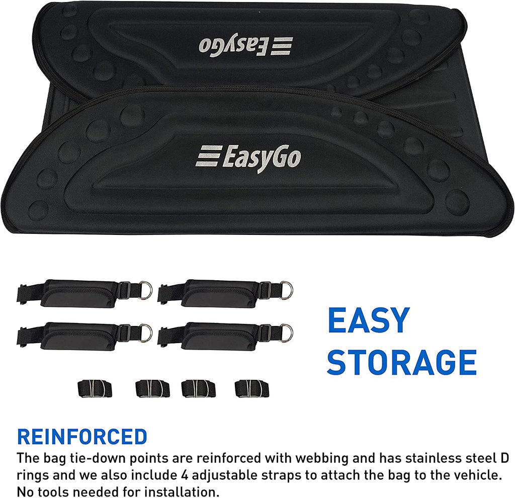 EasyGoProduct Aerodynamic Car Rooftop Cargo Carrier Bag - Soft Roof Top Luggage Bag for All Vehicles SUV with/Without Rack – Hard Sides - 4 Adjustable Straps – 8 Cubic Feet - Fold Flat Storage Bag
