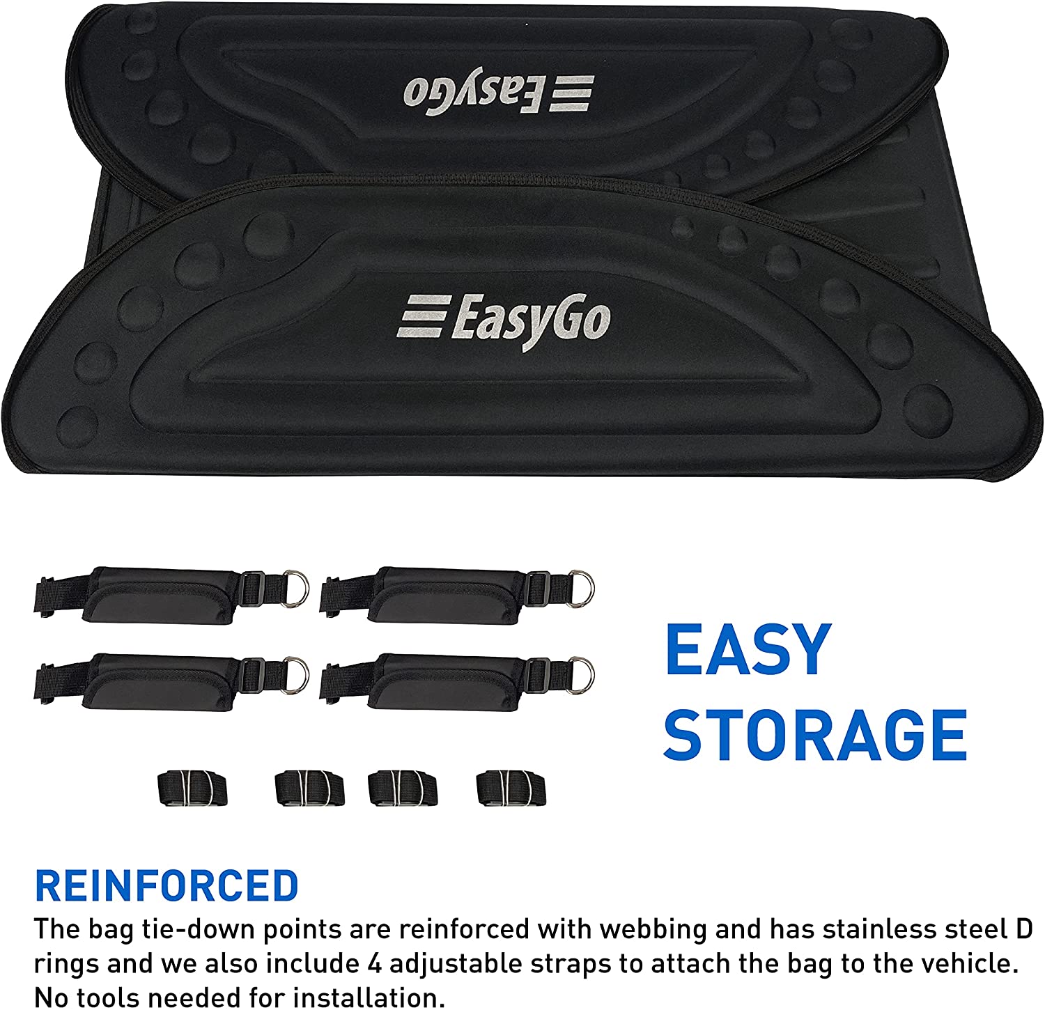 EasyGoProduct Aerodynamic Car Rooftop Cargo Carrier Bag - Soft Roof Top Luggage Bag for All Vehicles SUV with/Without Rack – Hard Sides - 4 Adjustable Straps – 8 Cubic Feet - Fold Flat Storage Bag