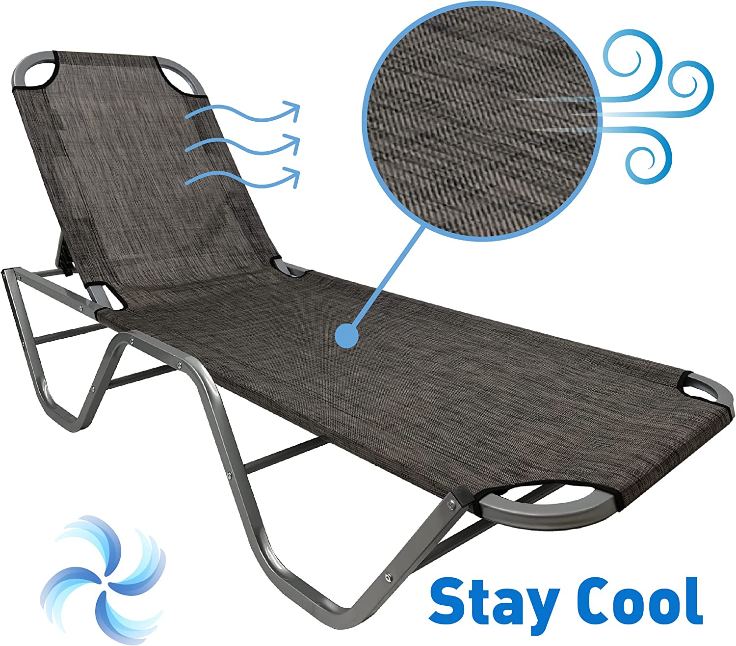 EasyGo Patio Chaise Lounger – Aluminum Patio Sun Lounge Chair – Adjustable Reclining – Outdoor Patio Beach Porch Swing Pool - Five-Position Recliner - Lightweight All Weather – BROWN 2 PACK
