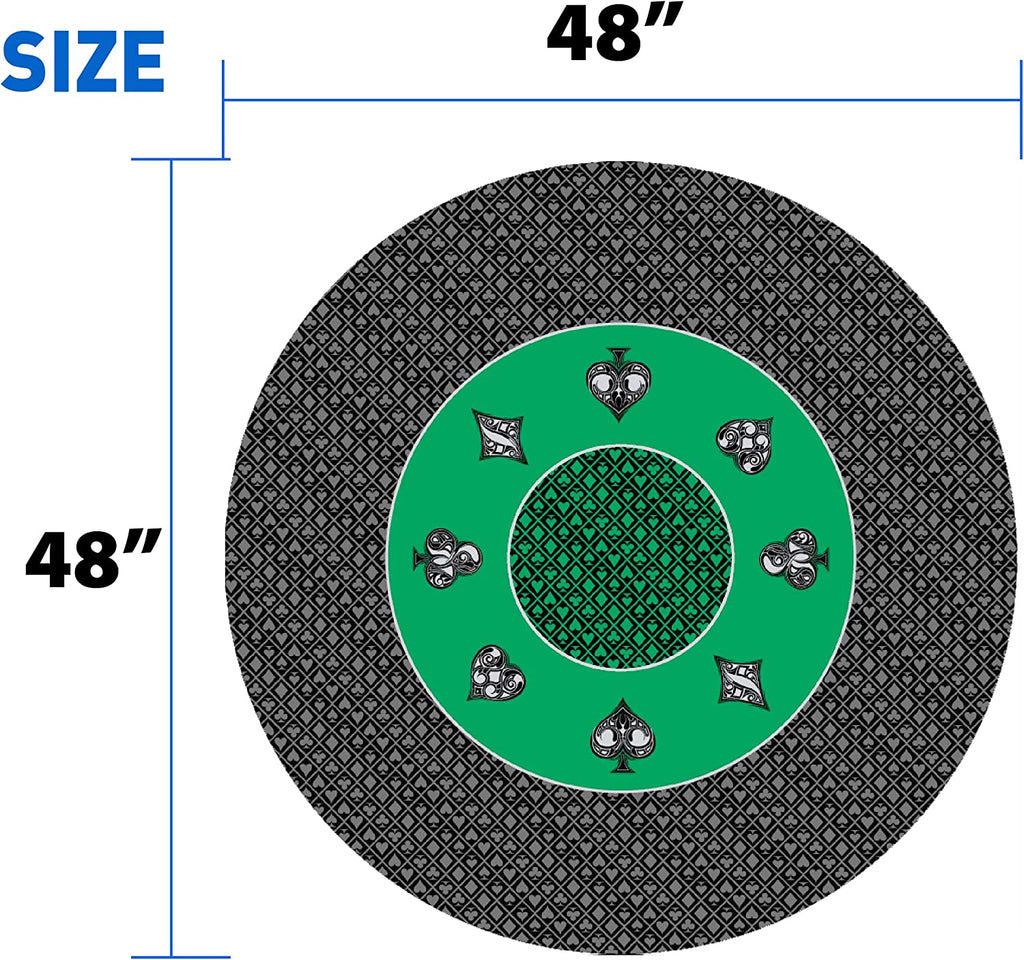 Poker Table Top Pad – for Texas Holdem Casino Style – 48” X 48” Round – Portable Rolling Rubber Folding Mat – Professional 3 Layers-Includes Carry Bag, 48 Green
