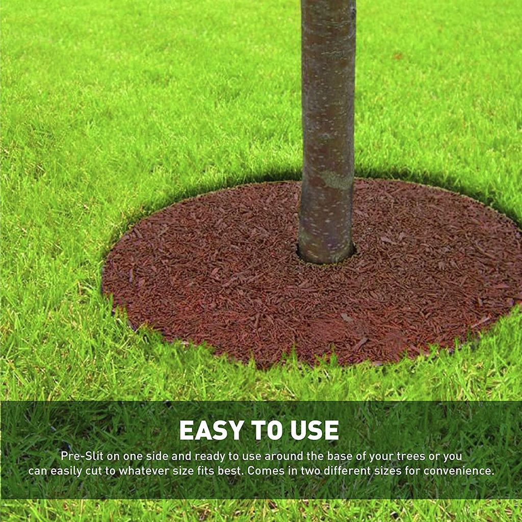 EasyGo Double Sided Rubber Mulch Ring Weed blocker- Natural Look Two Colors In One-Recycled Heavy Duty Rubber-Easy To Use-Tree and Root Protector-Reusable, Durable, Weather Resistant. 30 Inches