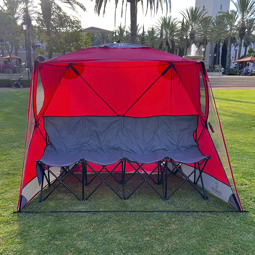 CoverU Sports Tent Pod SUN Protection – Pop Up 2 Person Hot Climate Canopy Shelter – Patent Pending - RED