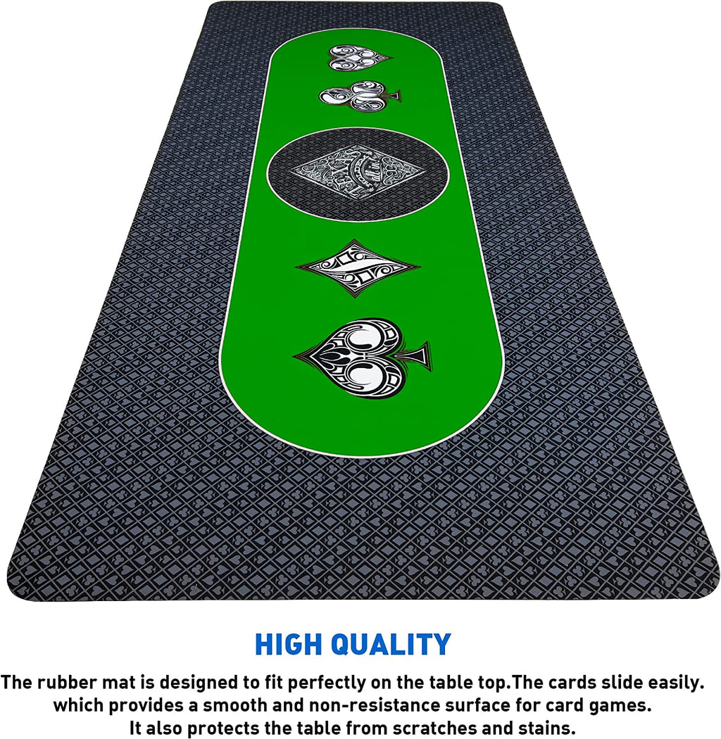 Poker Table Top Pad – for Texas Holdem Casino Style – 78” X 36” Rectangle – Portable Rolling Rubber Folding Mat – Professional 3 Layers-Includes Carry Bag, 72 Green