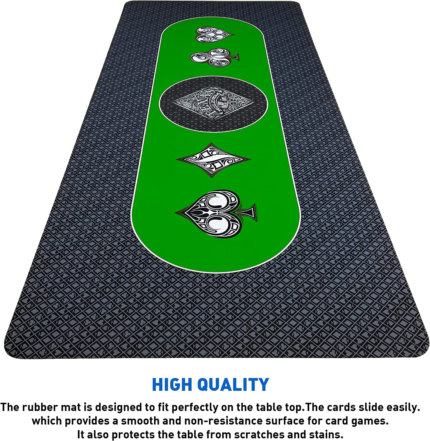 Poker Table Top Pad – for Texas Holdem Casino Style – 78” X 36” Rectangle – Portable Rolling Rubber Folding Mat – Professional 3 Layers-Includes Carry Bag, 72 Green