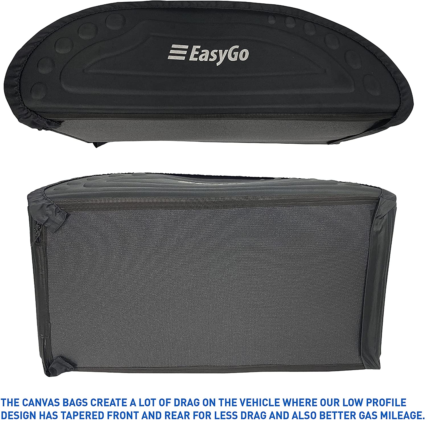 EasyGoProduct Aerodynamic Car Rooftop Cargo Carrier Bag - Soft Roof Top Luggage Bag for All Vehicles SUV with/Without Rack – Hard Sides - 4 Adjustable Straps – 8 Cubic Feet - Fold Flat Storage Bag