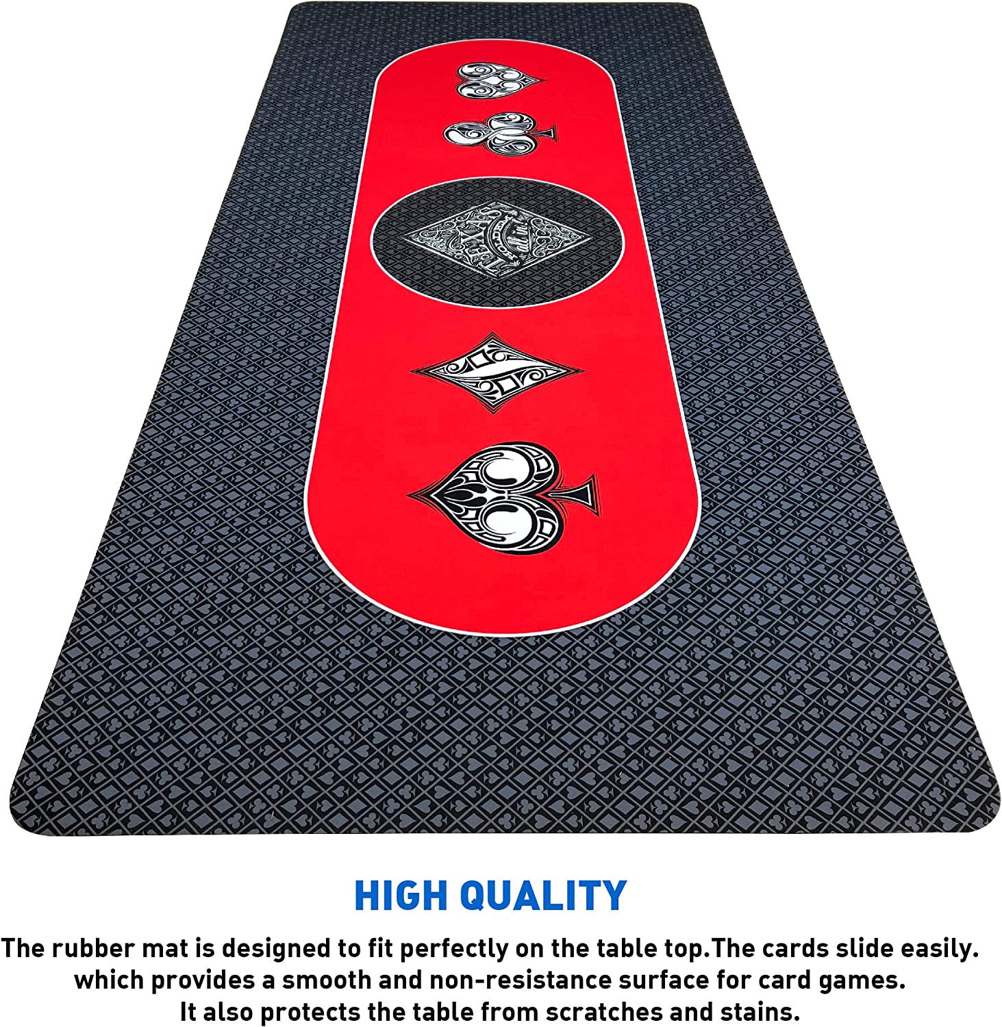 Poker Table Top Pad – for Texas Holdem Casino Style – 78” X 36” Rectangle – Portable Rolling Rubber Folding Mat – Professional 3 Layers-Includes Carry Bag, 72 Black
