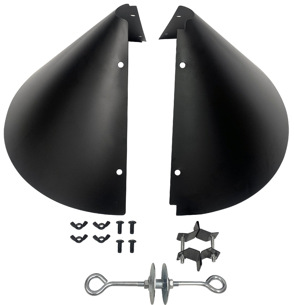 Squirrel Proof Bird Feeder Baffle Guard – Pole Mount and Hanging - Powder Coated Steel – Wrap Around Heavy-Duty Steel Design – Includes All Accessories – Black - 18 Inch Diameter – 1 Pack