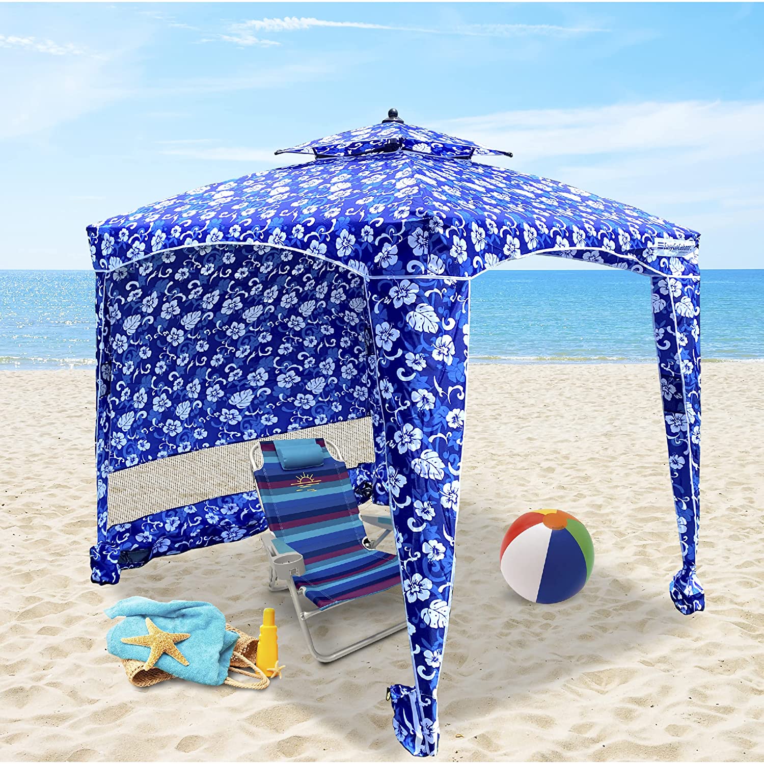 EasyGo Cabana 6' X 6' Beach & Sports Cabana Stays Cool & Comfortable - Easy Assembly - Large Shade Area-Elegant & Classy