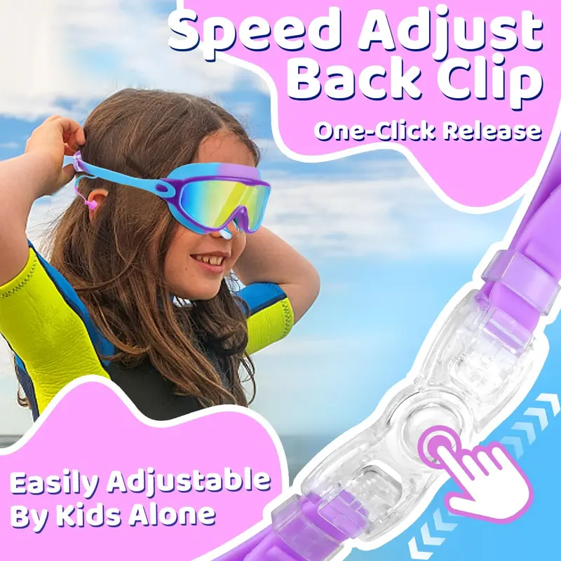 2 Pack Kids Swim Goggles for 3-15 UV Protection Anti-Fog Pool Water, Swimming Goggles with Earplugs Nose Clip For Boys Girls Youth Toddler summerwins
