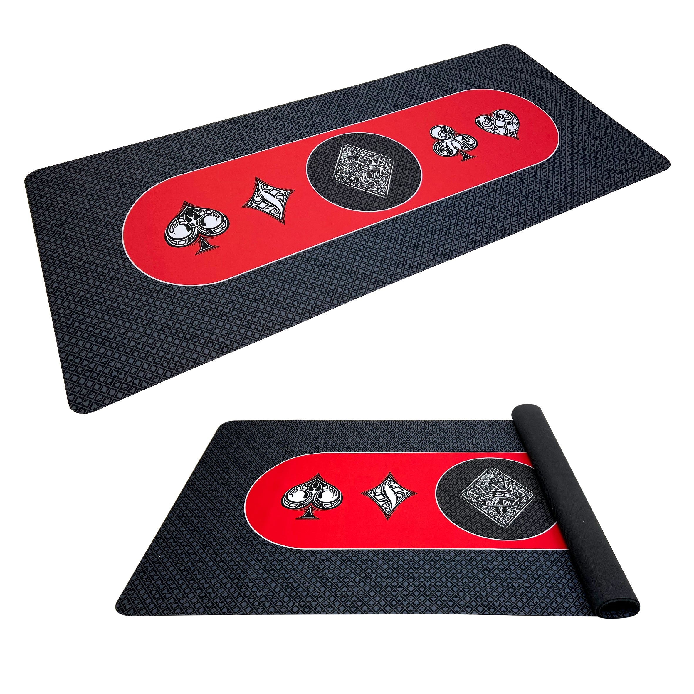 Poker Table Top Pad – for Texas Holdem Casino Style – 78” X 36” Rectangle – Portable Rolling Rubber Folding Mat – Professional 3 Layers-Includes Carry Bag, 72 Black