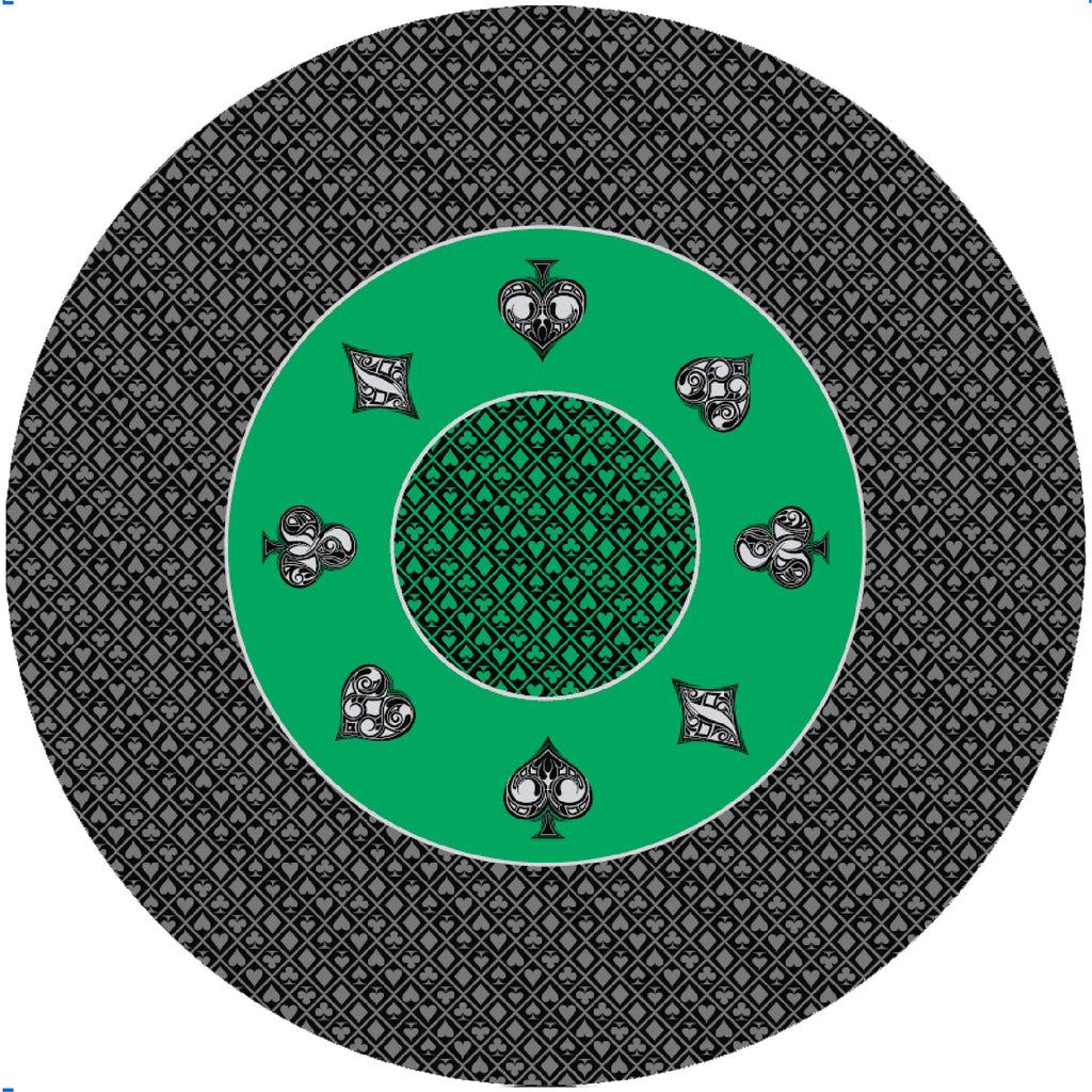 Poker Table Top Pad – for Texas Holdem Casino Style – 48” X 48” Round – Portable Rolling Rubber Folding Mat – Professional 3 Layers-Includes Carry Bag, 48 Green