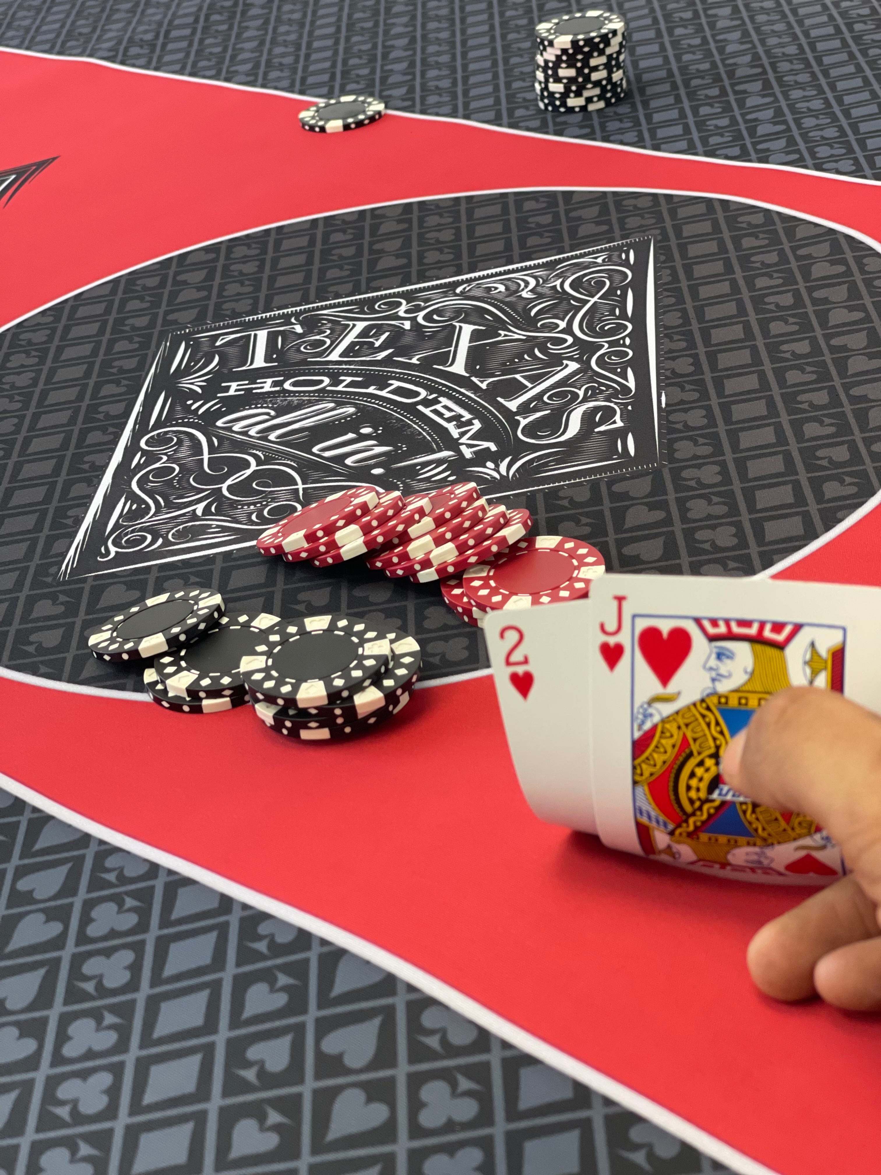 Poker Table Top Pad – for Texas Holdem Casino Style – 48” X 48” Round – Portable Rolling Rubber Folding Mat – Professional 3 Layers-Includes Carry Bag, 48 Black
