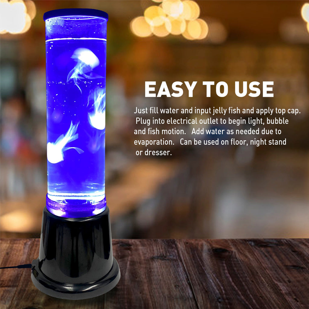14 Inch Jelly Fish Bubble Tube Floor Fish Aquarium Lamp–20 Color Light Remote-Kids Birthday or Christmas Gift–Lava Style Moon Lamp-Kids Room Lamp–3 Jelly Fish Included