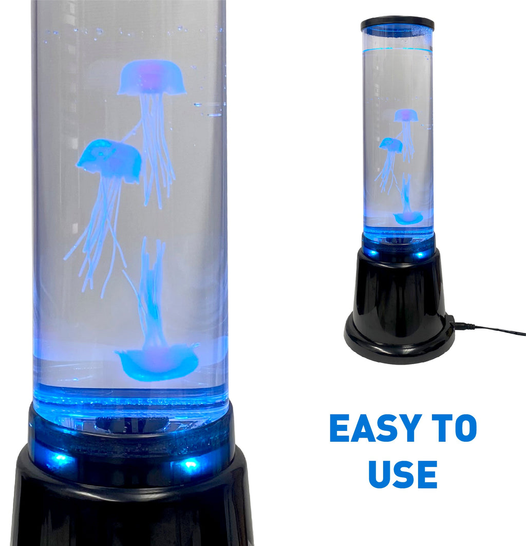 14 Inch Jelly Fish Bubble Tube Floor Fish Aquarium Lamp–20 Color Light Remote-Kids Birthday or Christmas Gift–Lava Style Moon Lamp-Kids Room Lamp–3 Jelly Fish Included